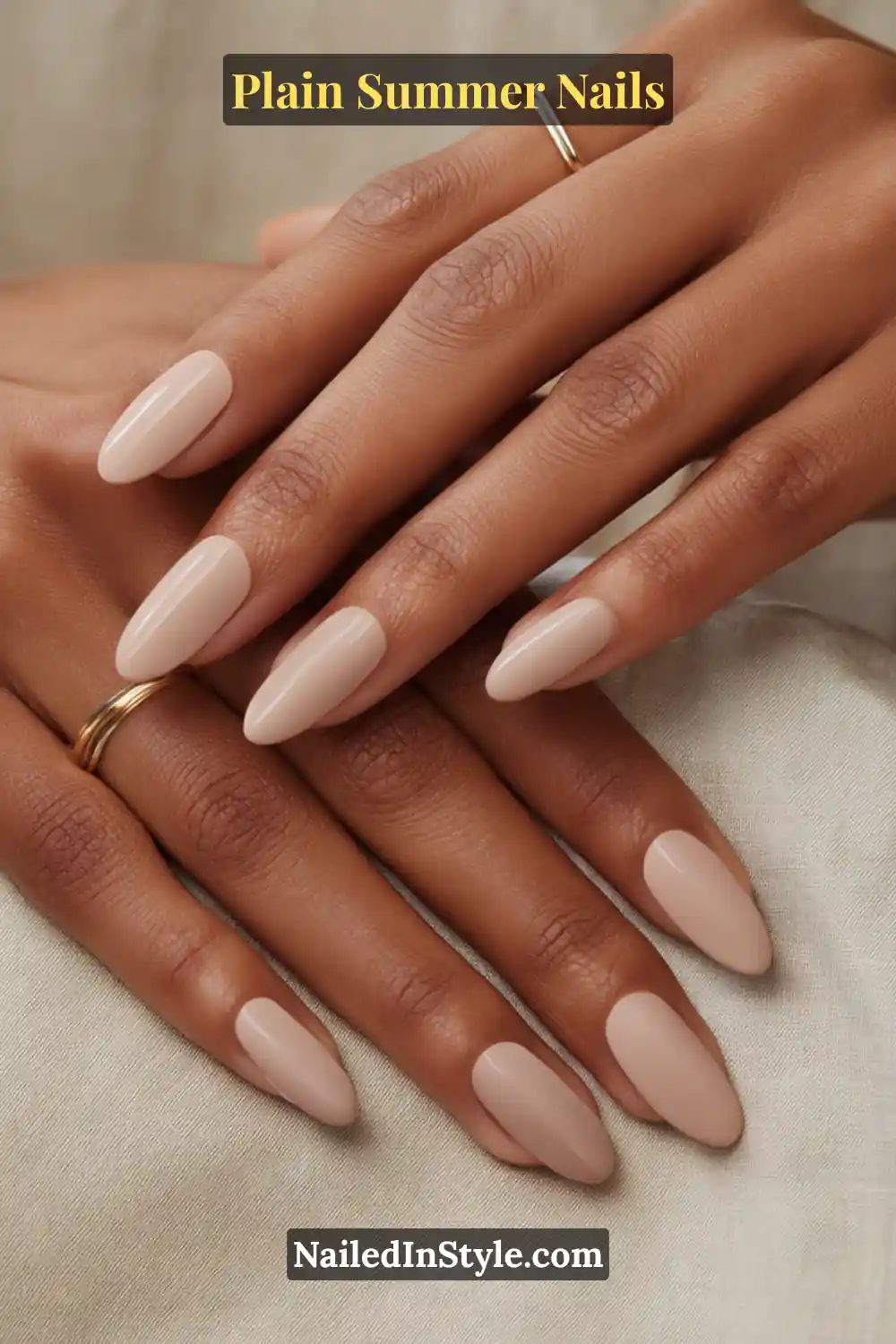 Plain Summer Nails 2025: Simple & Timeless Beauty 18 Close-up of taupe neutral nails with a glossy finish, perfect for minimal summer elegance.