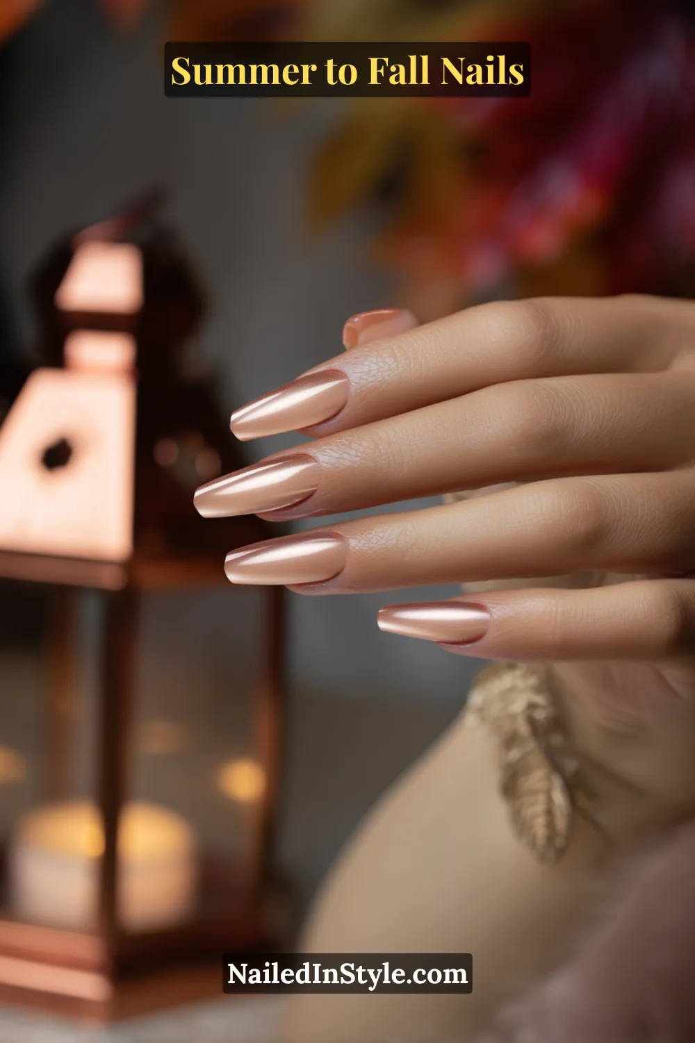fall short square nails with maple syrup caramel French tips