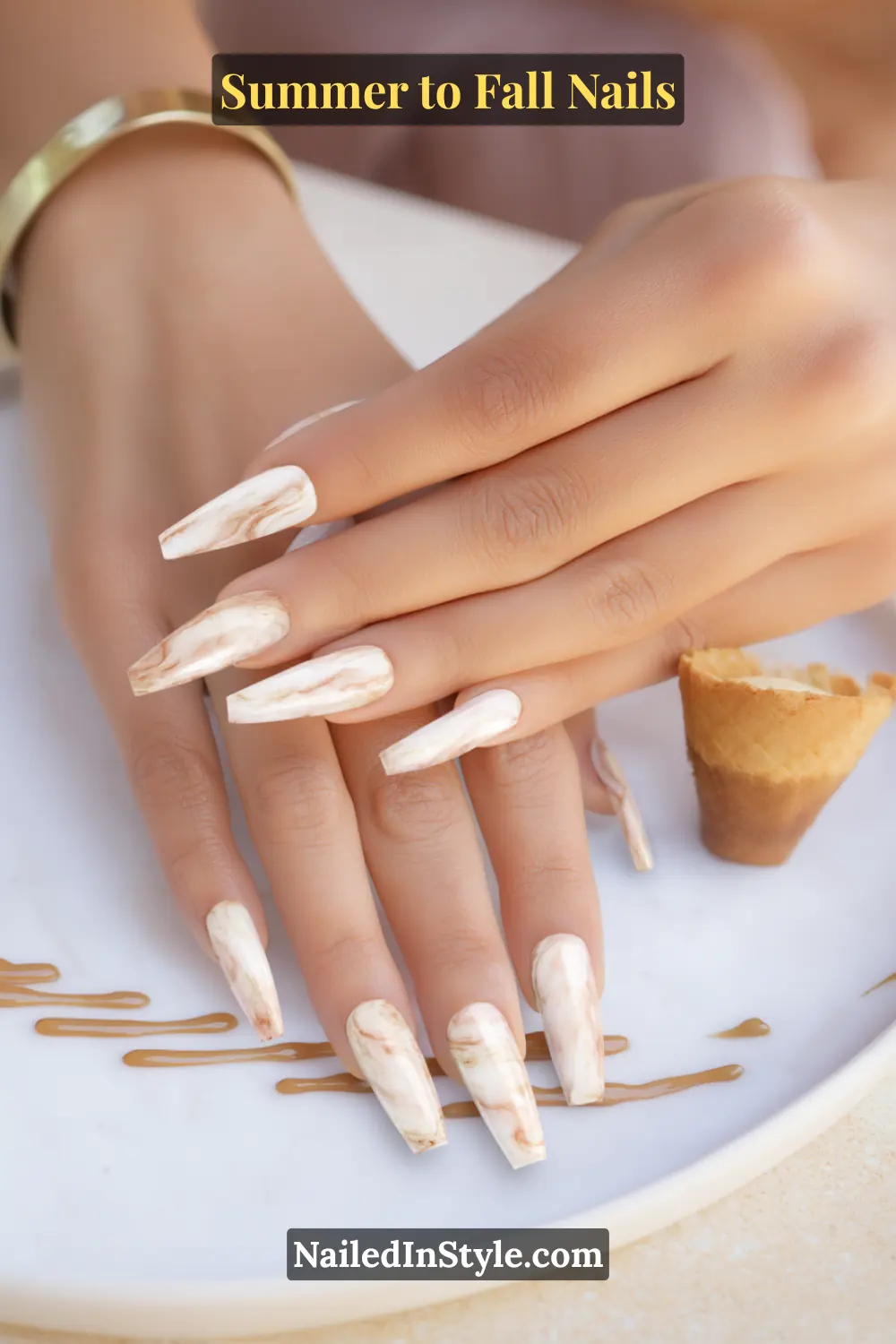 fall oval nails with spiced pumpkin aura gradient